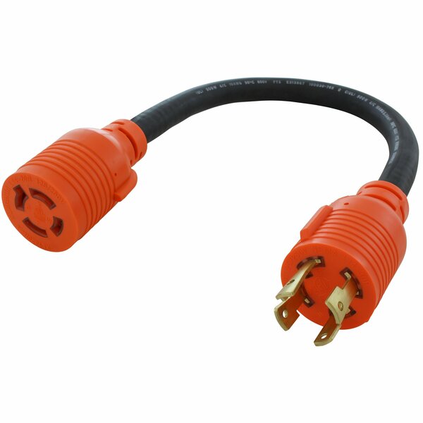 Ac Works 1.5ft 30A 4-Prong 125/250V L14-30P Plug to L14-20R 20A 4-Prong 125/250V Connector L1430L1420-018